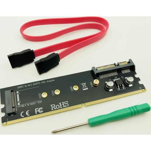 M.2 DDR2 Slot Adapter Raiser DDR to M2 SSD Riser B KEY NGFF M.2 SSD Converter Card SATA Power 7Pin SATA Data Port to Motherboard