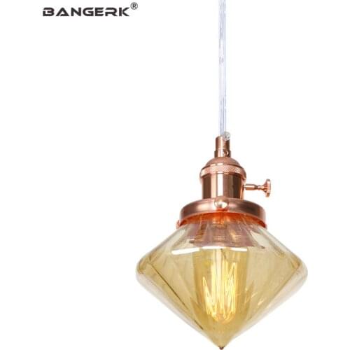 American Vintage Adjust Pendant Lamps Loft Decor Edison LED Hanging Light Iron Switch Glass Dining Room Home Lighting Fixtures