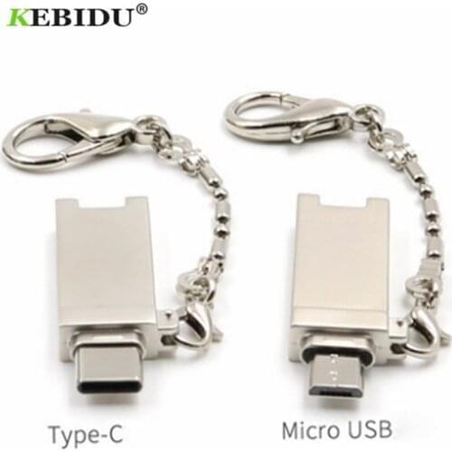 KEBIDU Keychain Type C Micro USB OTG Memory Card Reader Aluminum Adapter Converter for Micro SD/TF PC Computer Wholesale