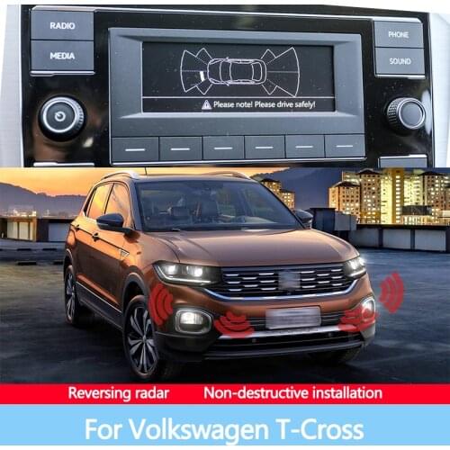 Display Reversing Image Front And Rear Radar Parking Detector Kit Sound Warning Indicator For Volkswagen T-Cross 2019-2021
