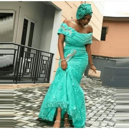 Elegant Boat Neck Prom Dresses Mint Green Long Formal Party Gown Arabic Aso Ebi Muslim Applique Evening Dresses Plus Size