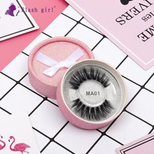Flash girl top quality MA01 Faux Mink Eyelashes 3D Silk Protein Lashes 100% Handmade comfort Fake Eye Lashes with Pink Gift Box