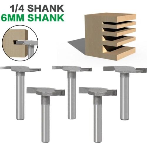 5pc 6mm shank 1/4 inch shank T type slotting cutter router bits for woodworking T-slot milling cutter woodworking tools