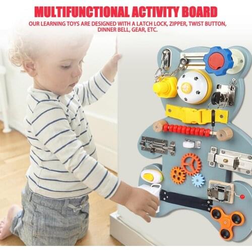 Bear BusyBoard Montessori Toy Essential Educational Sensory Board For Toddlers Ntelligence Improvement Educational Toy For Baby
