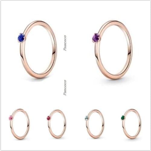 Authentic 925 Sterling Silver Colours Red Solitaire Rings For Women Wedding Party Gift Europe Pandora Jewelry