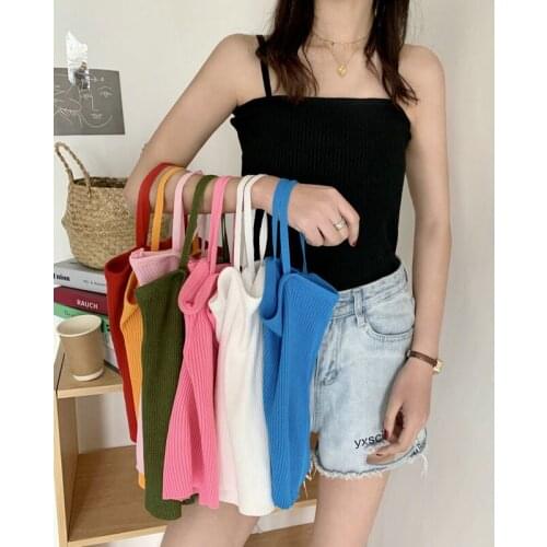 Summer Women Tank Tops Knitted Plain Casual Tube Tops Soft Sling Camisoles tops for women