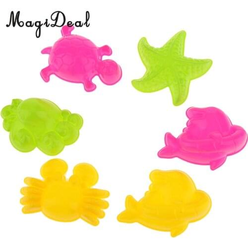 MagiDeal 6Pcs/Lot Sea Animal Sandcastle Sand Clay Mold Beach Park Indoor Kids Baby Children Educational Toy Random Color