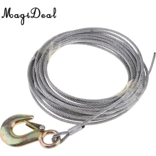 MagiDeal Durable Marine Boat Trailer Wire Rope Winch Cable Galvanized with Heavy Duty Hook 5mm x 10m Canoe Kayak Boat ATV Jet