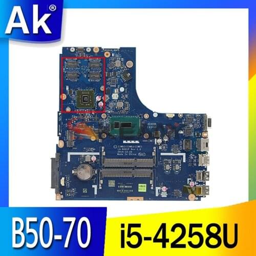 KEFU mainboard for lenovo B50-70 laptop motherboard ZIWE1 ZIWB2 ZIWB3 LA-B091P i5-4258U for R5 M230 ddr3L