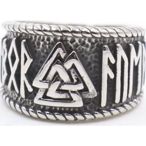 New Nordic Mythology Viking Warrior Ring Odin Logo Mens Ring Viking Rune Mens Ring
