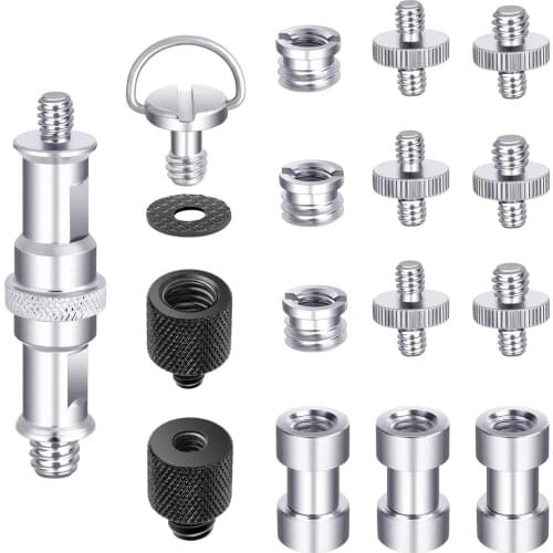 16 Pieces Tripod Screw Adapter Converter Spigot Screw Mount Pack (1/4" to 1/4", 1/4" to 3/8", Female to Male, Male to Male, etc)