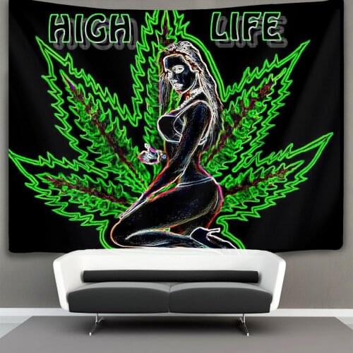 Beauty Psychedelic Leaf Weed Wall Tapestry Hippie Art Wall Hanging Home Decor