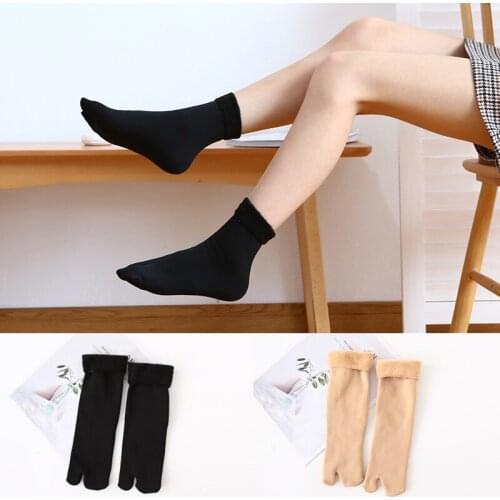 Thicken Warm Japanese Black Nude Toe Socks Two Finger Socks Women Sandal Split Winter Autumn Ladies Kimono Flip Flops Socks