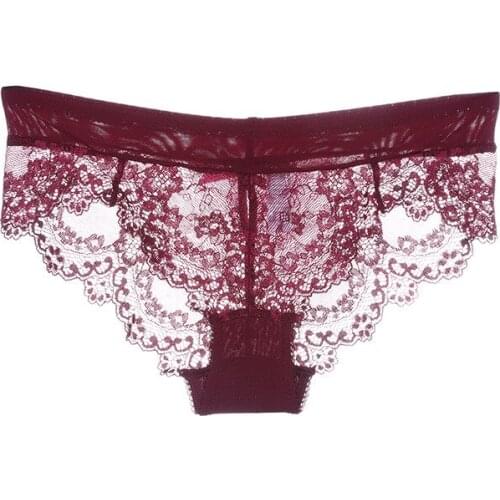 New Sexy Full Lace Comfortable Breathable Hip Up Panty High-End Translucent Female Low-Waist Briefs Women Underwear Lingerie