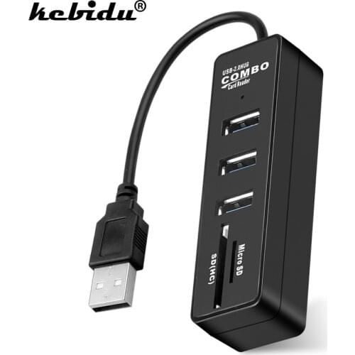 Newest 2 in 1 Combo USB Hub 2.0 3 Ports + USB Card Reader For SD TF Portable Hub Splitter For PC Laptop Computer Accessories