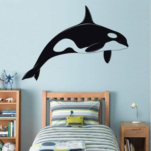 Orce Killer Whale Vinyl Wall Stickers Whale Silhouette Cartoon Animal Babys Kids Room Wall Decal Art Home Decoration Decals Z494
