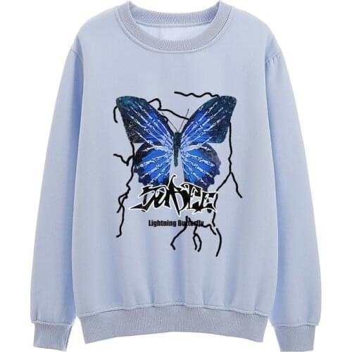 Autumn Butterfly Print O Neck Cotton Sweatshirt Elegant Long Sleeve Women Pullover Tops Casual Loose Hoodie Tracksuit Streetwear