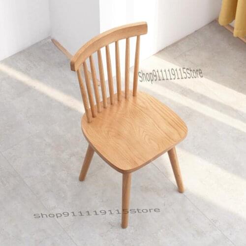 All Solid Wood Dining Chair Oak Revolving Leisure Chair Nordic Simple Windsor Chair Family Restaurant Armchair
