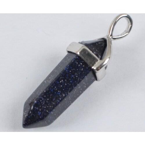Natural Blue Sandstone Bead Lucky Point GEM Pendant Jewelry S1169