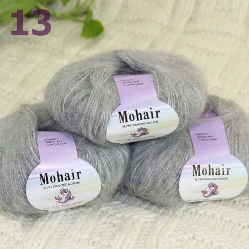Sale New 3BallsX25g Luxury Soft Mohair Warm Wrap Shawl Hand Knit Crochet Yarn 291-13 Silver