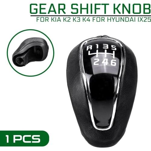 6 Speed PU Leather Lever Stick Shifter Knob Car MT Gear Shift Knob For Kia K2 K3 K4 Sportage for Hyundai IX25 Creta 2012-2016