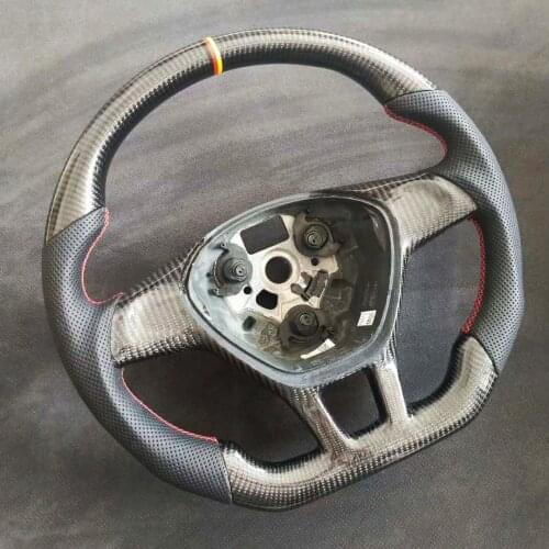 Cuatomized Gloss Carbon Fiber Sports Steering Wheel Alcantara Leather compatible for Volkswagen JETTA 2010-2019