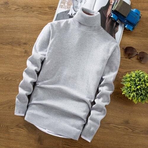 Winter High Neck Thick Warm Sweater Men Turtleneck Brand Mens Sweaters Slim Fit Pullover Men Knitwear Male Double collar