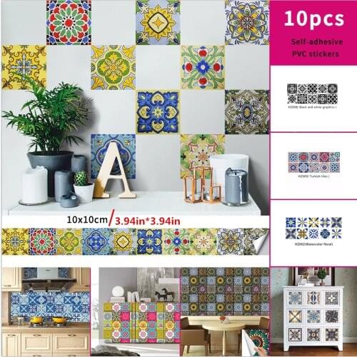 Traditional Ethnic Arab Baroque Moroccan Turkish Mandala Mosaic Ceramic Wall Decoration Waterproof Self-adhesive Tile Sticker