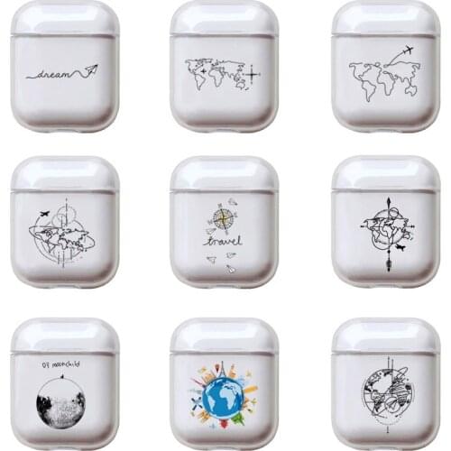 Funny World map For Apple Airpods Case Cover Cute Transparent Luxury Transparent Earphone protective case For Airpod 2/1 Case