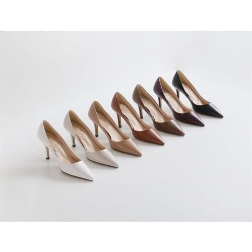 Womens shoes summer spring pointy toe 7cm high-heeled thin heel Suede leather shallow mouth large size fashionable sexy shoekb