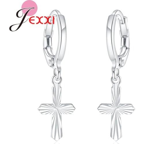 New Arrivals 2020 Charms Boucle Foreille Femme 925 Sterling Silver Fashion Cross Drop Earrings For Women Girls Birthday Jewelry