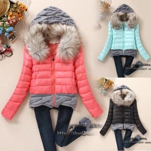 2020 new style fashion casual heavy hair collar outerwear women slim knitted hooded thick warm down coat jacket S0528