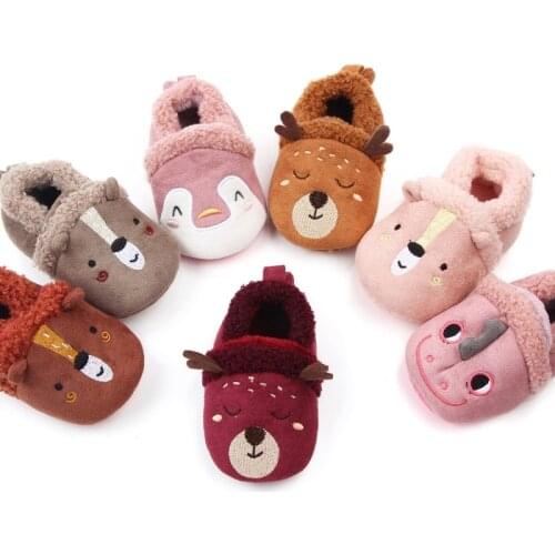 Winter Warm Baby First Walkers Infant Baby Girl Boy Anti-slip Shoes Cartoon Animals Newborn Slipper Shoes 0-18 Months