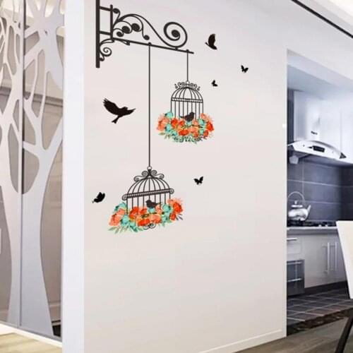 1set Birdcage Kids Room Bedroom Living Room PVC Wall Sticker 76cm x 56cm DIY Art Decals Home Decor pegatinas paredes decoraci