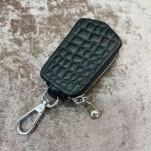 1PCS Genuine Leather Car Key Bag Key Wallet Key Case for Women Car Housekeeper Keychain Pouch Bag Zipper Waterproof Keys Wallet