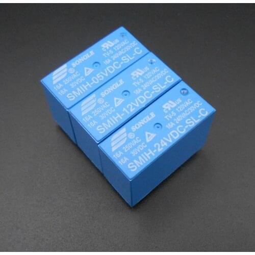 1Pc SONGLE Power Relay 8 Pins SMIH-05VDC-SL-C SMIH-12VDC-SL-C SMIH-24VDC-SL-C SMIH DC 5V 12V 24V 16A 8-Pin Conversion *FD704-706