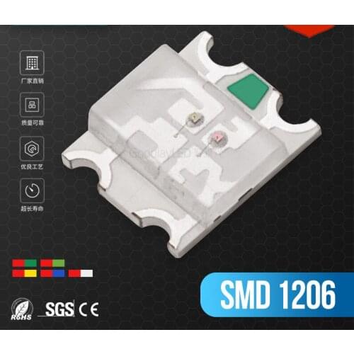 1000pcs/lot 1206 Two-Color SMD LED Lamp Beads Light-Emitting Diode Red Blue Red Green Red White Red Emerald Green