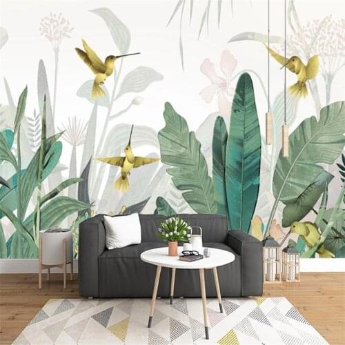 Custom 3D wallpaper mural modern hand-painted Southeast Asia plant forest background wall luxury decoration wallpaper