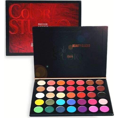 Beauty Glazed 35 Colors Matte Eyeshadow Power Palette Glitter Shimmer Hot Make up Pigment Color Studio Big Eye Shadow Pallete