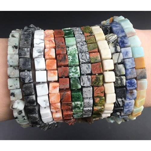 Natural Stone Square Jades Amazonit Spacer Loose Beads For Jewelry Making Charm DIY Bracelet Necklace Earrings Accessories 6x6mm