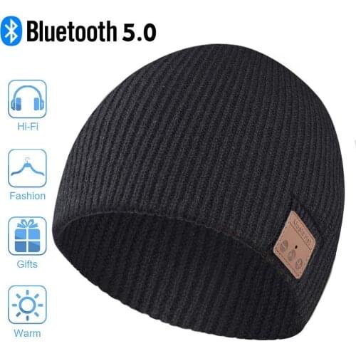 Bluetooth Hat, Bluetooth Beanie, Winter Knitted Beanie Cap with Wireless 5.0 Stereo Earphone Headphone for Running Riding
