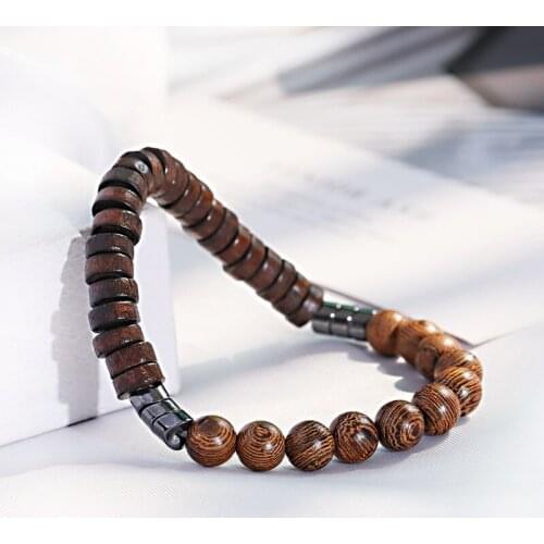 New Meditation Natural Wood Beads Bracelets Homme Men Ethinc Jewelry Hematite Bracelet Women Prayer Yoga Bracelet