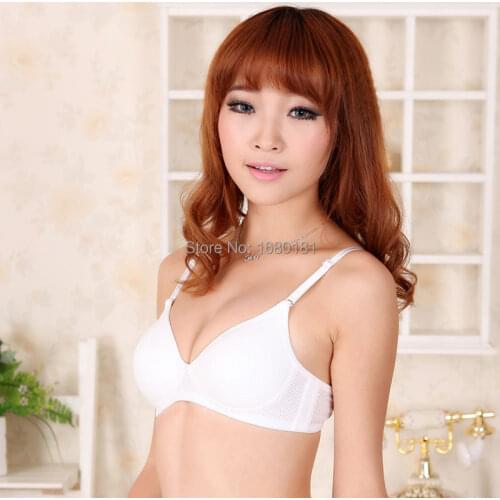 Breathable comfortable wireless buttons solid color young girl brief bra at home