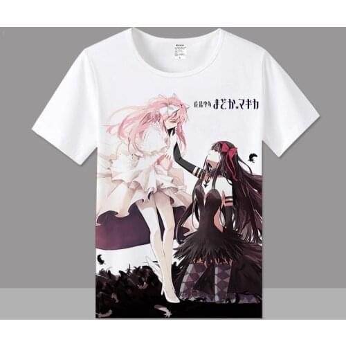 Puella Magi Madoka Magica Cosplay T Shirt Kaname Madoka Tomoe Mami Print T-Shirt Cartoon Top Tee tshirt Casual Costume