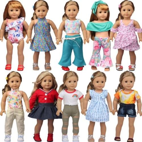 2021 New Pattern Ten Piece Beach Combination Suit Fit 18 Inch American&43cm Baby New Born Doll Clothes Accessories