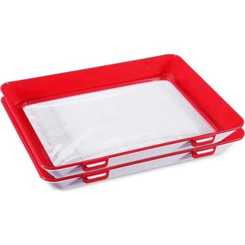 2Pc Stackable Food Preservation Trays Food Preservation Boxes To Store Fruit Meat Vegetable Giving Preservation Film