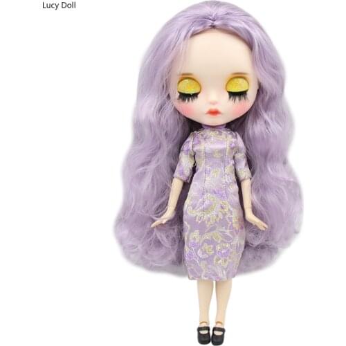Factory Blythee Doll 1/6 Bjd Joint Body White Skin Carved Lips Matte Face With Eyebrow Customized Face Sleepy Eyes 30cm BL1049