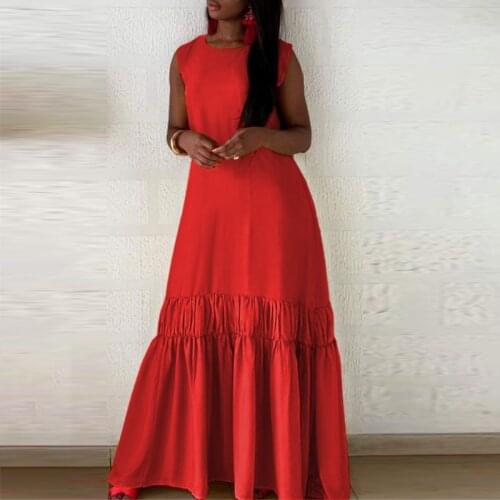 Summer Tank Dress 2021 VONDA Casual Solid Sexy Sleeveless Long Maxi Dresses Bohemian Vestidos Femme Sundress