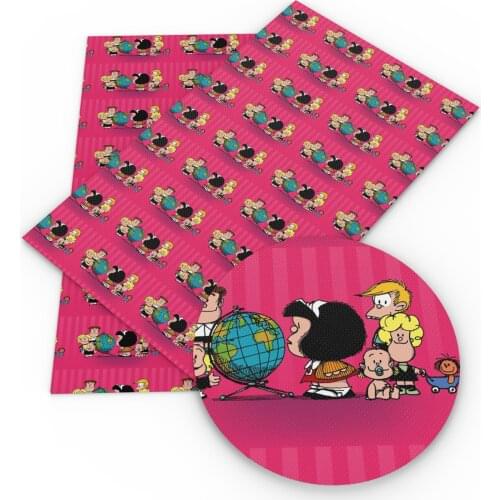 20*33cm Lychee Mafalda Girl Faux Synthetic Leather Fabric For Bows Leather Sheets Crafts DIY Handmade Material,1Yc15351