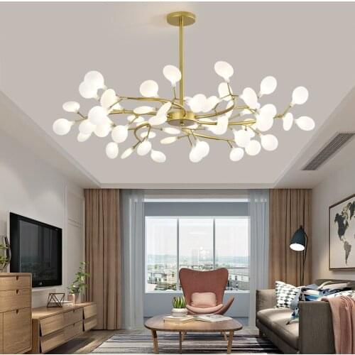 Nordic Living Room Chandeliers Modern Simple LED Chandelier Lighting Personality Bet Red Restaurant Bedroom Hanging Lamps